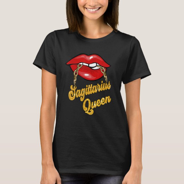 Camiseta Zodiac Astrology Lip Sagittarius Queen, novembro (Frente)