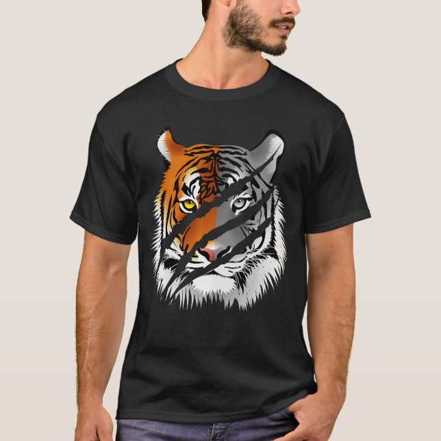 Camiseta Zodiac Black and White Tiger, ano novo chinês (Frente)