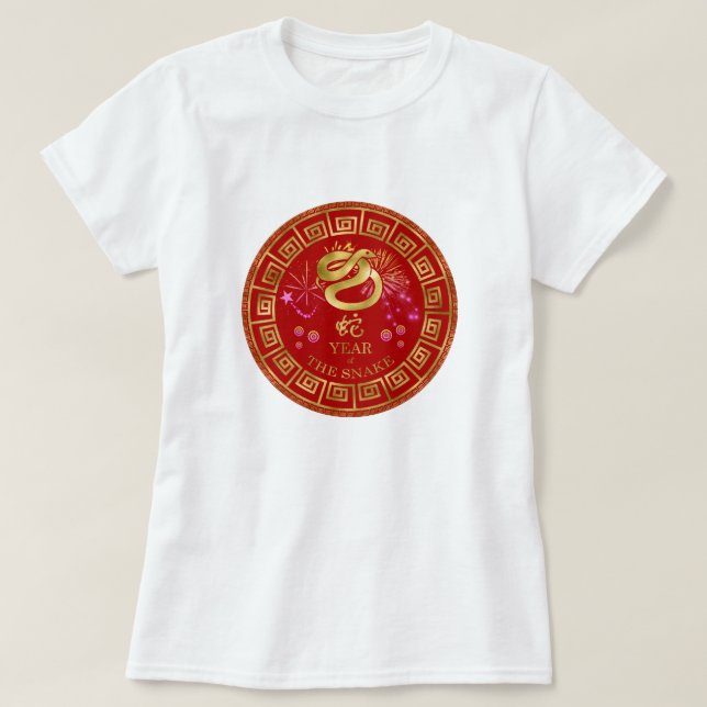 Camiseta Zodiac Cobra vermelho/Dourado ID542 chinês (Frente do Design)