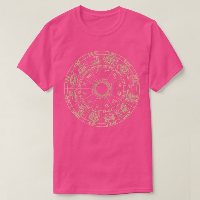 Camiseta Zodiac Horoscope Roda Astrologia Tarot ds Cosmos U (Frente do Design)