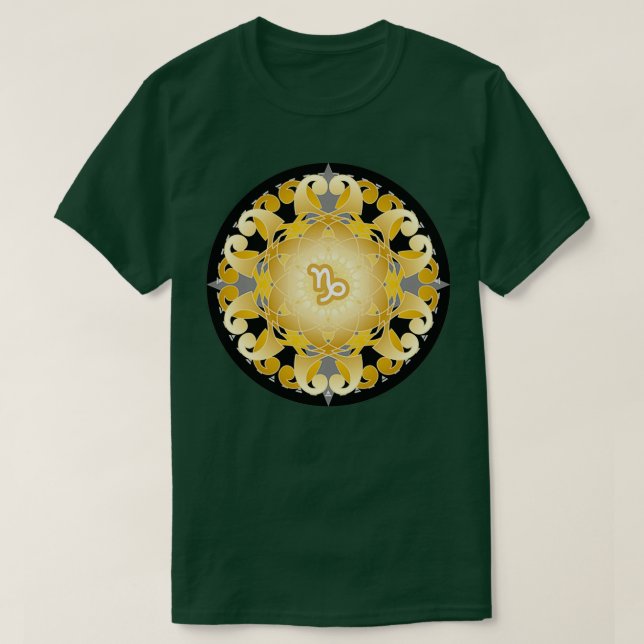 Camiseta Zodiac Mandala CAPRICORN Black (Frente do Design)