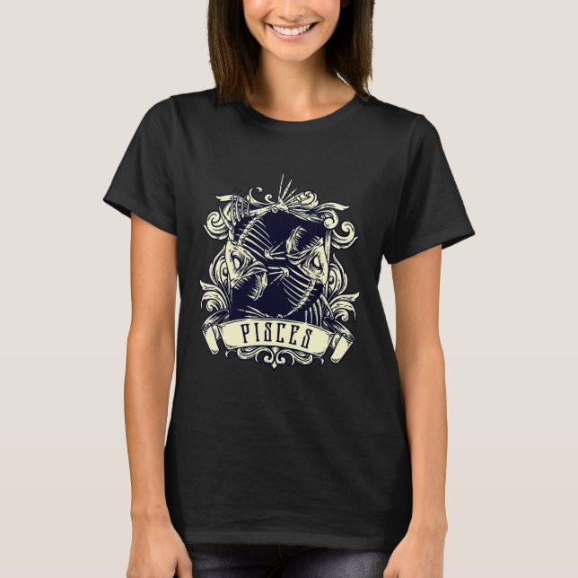 Camiseta Zodiac Mau 2 Fish Skeleton Occult (Frente)