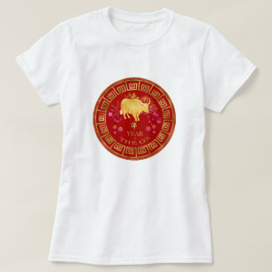 Camiseta Zodiac Ox Red/Dourado ID542 chinês