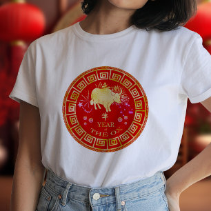 Camiseta Zodiac Ox Red/Dourado ID542 chinês