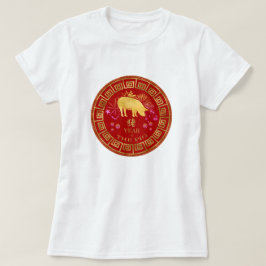Camiseta Zodiac Pig Red/Dourado ID542 chinês