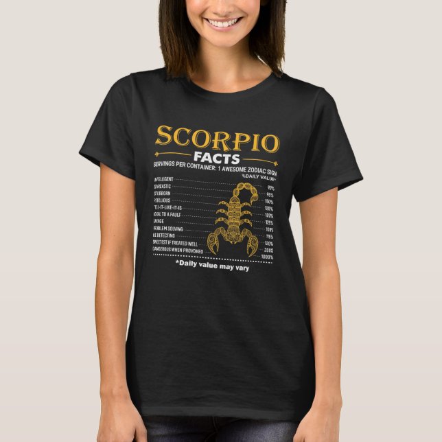 Camiseta Zodiac Sign Scorpio Facts October November (Frente)