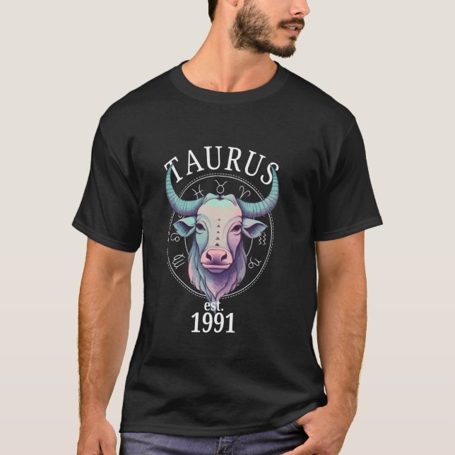 Camiseta Zodiac Taurus Bull Born in 1991 (Frente)