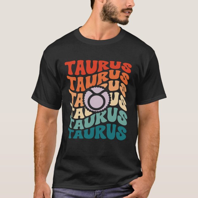 Camiseta Zodiac Taurus Horoscope Retro Groovy Taurus Zodiac (Frente)
