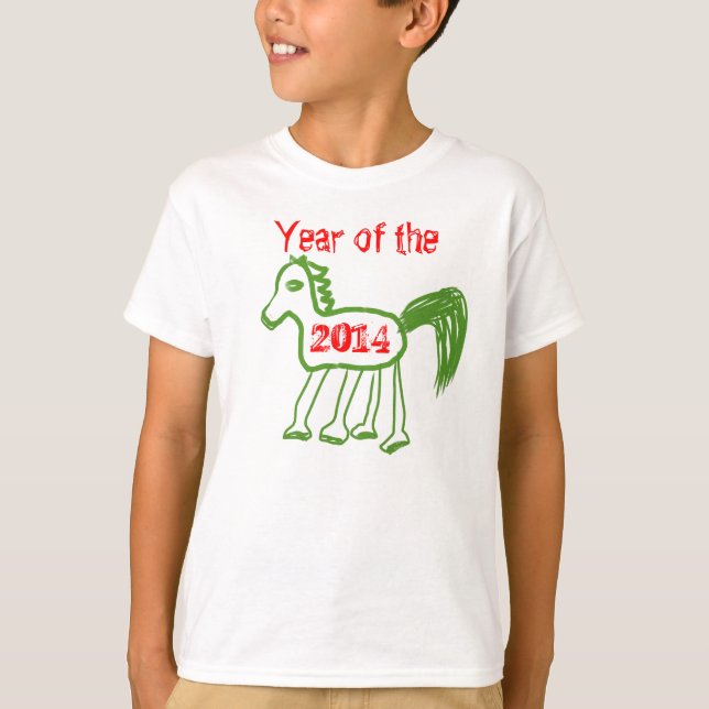 Camiseta Zodíaco 2014 Ano do Cavalo Verde em Cuta (Frente)