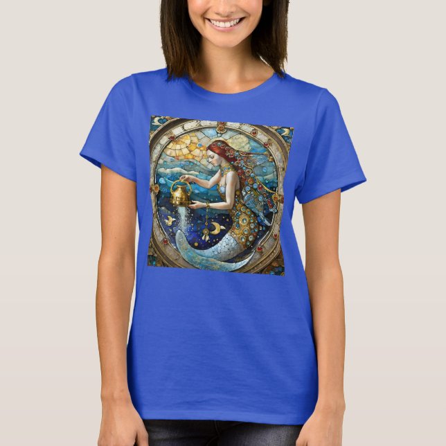 Camiseta Zodíaco - Aquário A Sereia Da Água (Frente)