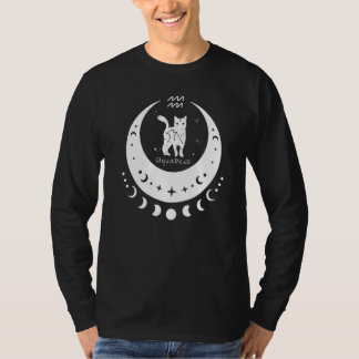 Camiseta Zodíaco Aquário Horóscopo Astrologia Gato Crescent