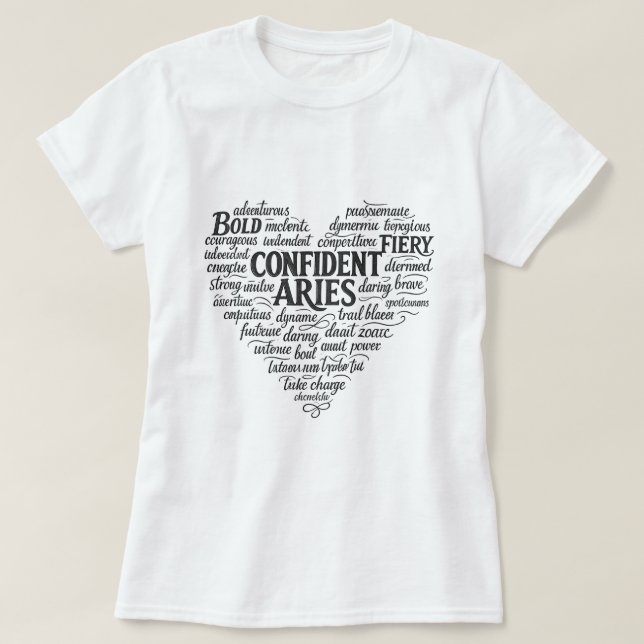 Camiseta Zodíaco Áries para Mulheres | Design de N (Frente do Design)