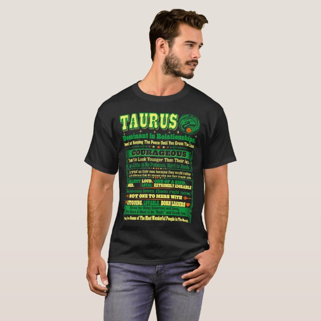 Camiseta Zodíaco do Taurus dominante na relação (Frente Completa)