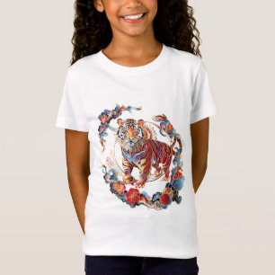 Camiseta Zodiatos Chineses - Tigre Decorativo com Pat Flora