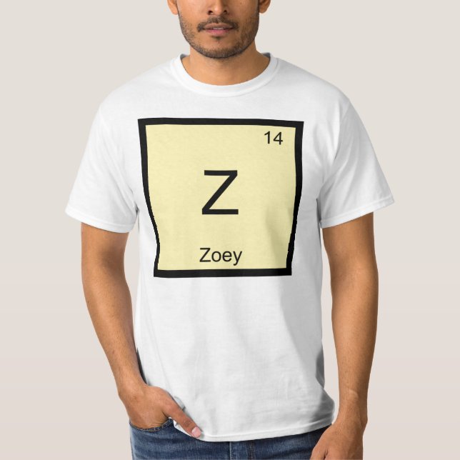 Camiseta Zoey Name Chemistry Elemento de Química Mesa Perió (Frente)