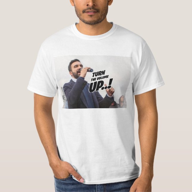 Camiseta Zohran Mamdani - Aumente o Volume (Frente)