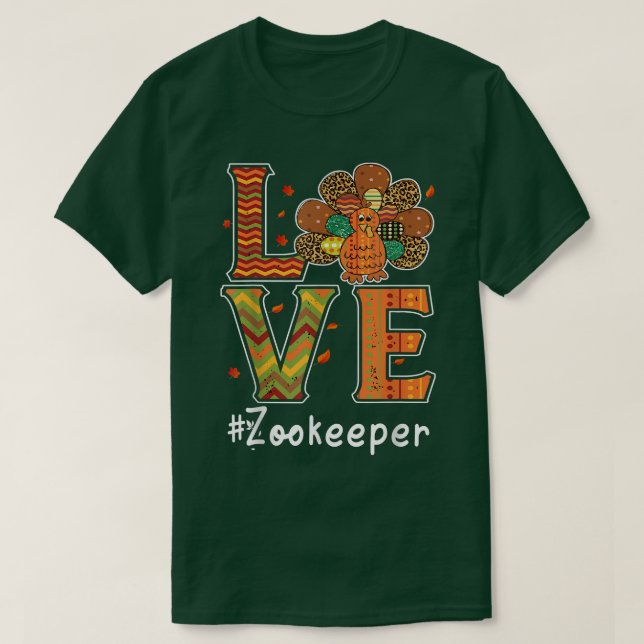 Camiseta Zokeeper Adora Ação de Graças Leopardo Outono Turq (Frente do Design)