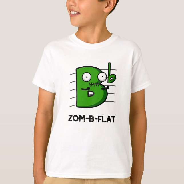Camiseta Zom-B-Flat Dia de as Bruxas engraçado Zombie Music (Frente)
