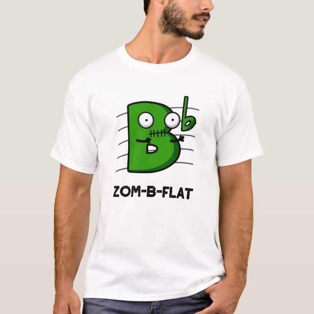 Camiseta Zom-B-Flat Dia de as Bruxas engraçado Zombie Music (Frente)