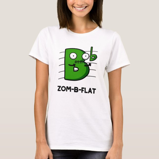 Camiseta Zom-B-Flat Dia de as Bruxas engraçado Zombie Music (Frente)