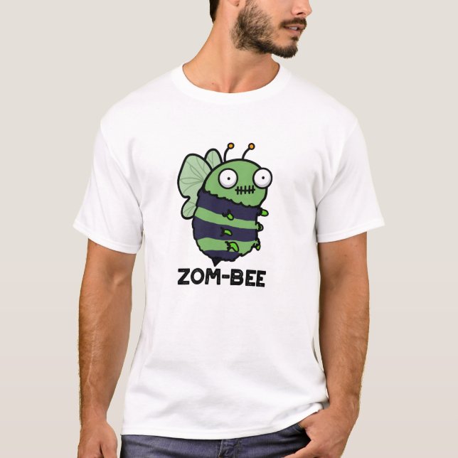 Camiseta Zom-bee Dia de as Bruxas engraçado Zombie Bee Pun (Frente)