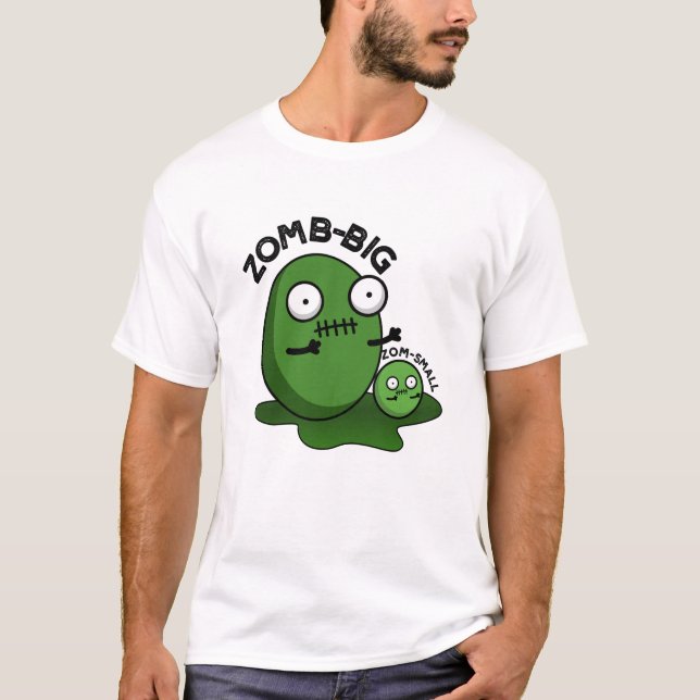 Camiseta Zom-big Zom-small Dia de as Bruxas engraçado Zombi (Frente)