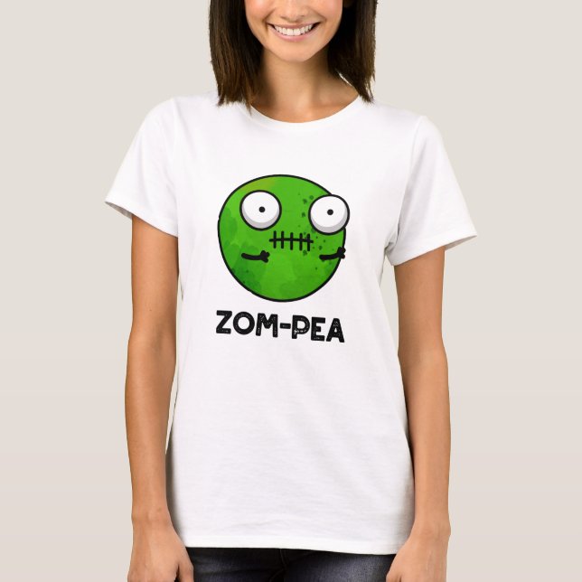 Camiseta Zom-pea Dia de as Bruxas engraçado Zombie Pea Pun (Frente)