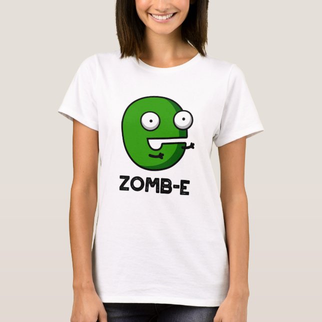 Camiseta Zomb-E Dia de as Bruxas engraçado Zombie Alphabet  (Frente)