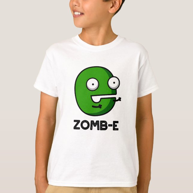 Camiseta Zomb-E Dia de as Bruxas engraçado Zombie Alphabet  (Frente)