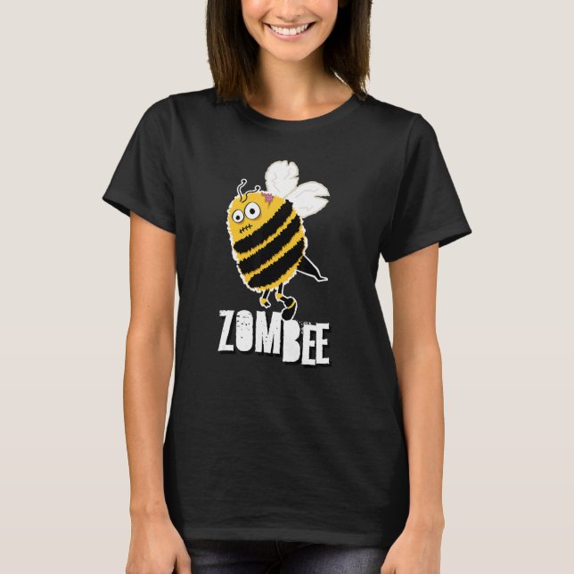 Camiseta Zombee Bee Zombie Halloween Bumblebee Brain Spooky (Frente)