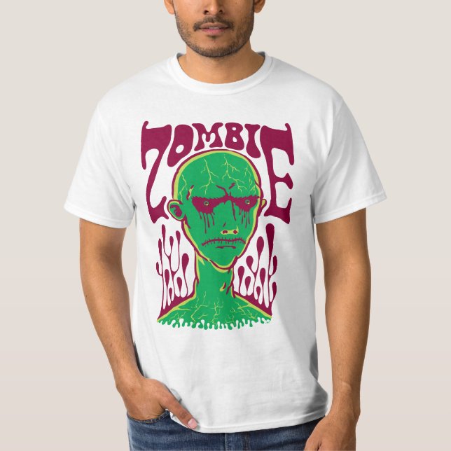 Camiseta Zombi-Inundado (verde do gás do pântano) (Frente)