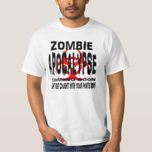 Camiseta Zombi. Não obtenha travado com suas calças para