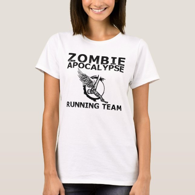 Camiseta Zombie Apocalypse Executando Tanque de Equipe em C (Frente)