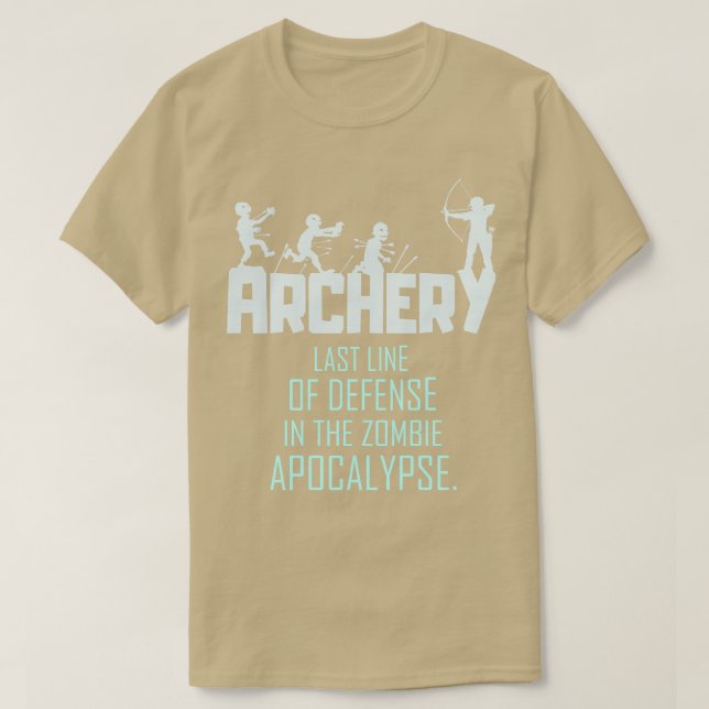 Camiseta Zombie Archery Engraçado Impressão Mens Mens Arco  (Frente do Design)