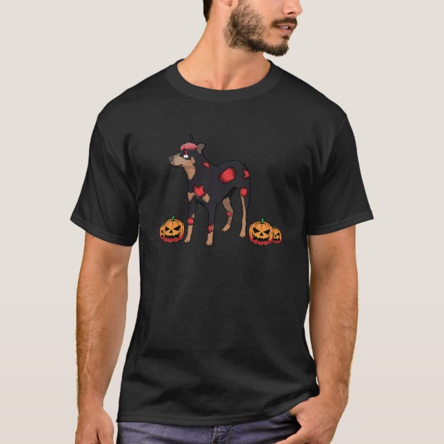 Camiseta Zombie Assustadora Australiana Cachorro Vermelho A (Frente)