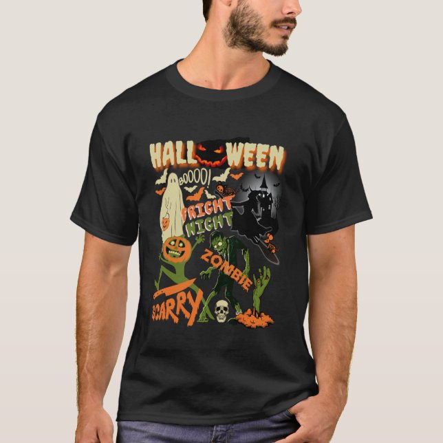 Camiseta Zombie Assustadora Pumpkin Fantasma Noite das Brux (Frente)