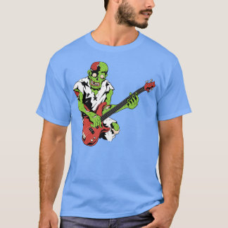 Camiseta Zombie Bass Guitarra preguiçosa Halloween Costume 