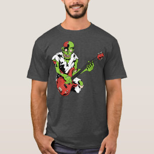 Camiseta Zombie Bass Guitarra preguiçosa Halloween Costume