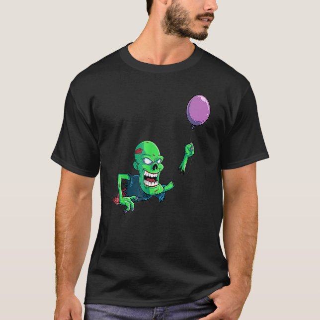 Camiseta Zombie Birthday Balloon Halloween Fácil Costume Pr (Frente)