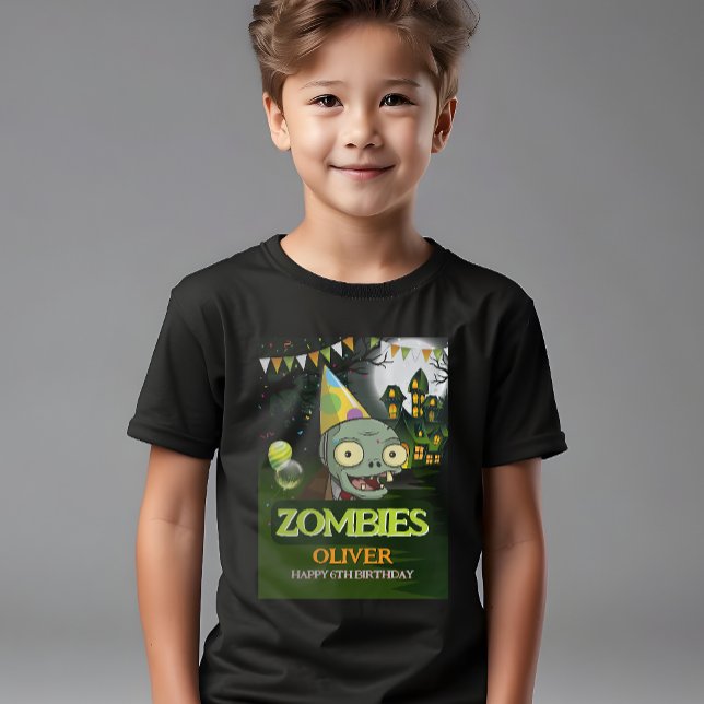Camiseta Zombie Birthday Boy Engraçado Monstro Halloween Cr (Criador carregado)