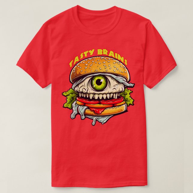 Camiseta Zombie Burger Cérebros Desagradáveis (Frente do Design)