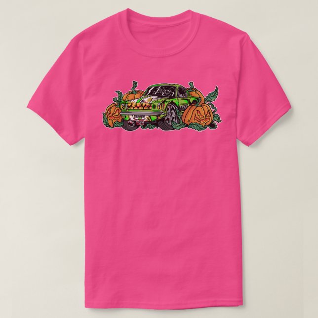 Camiseta Zombie Car Preguiçoso Figurino de Halloween Assust (Frente do Design)