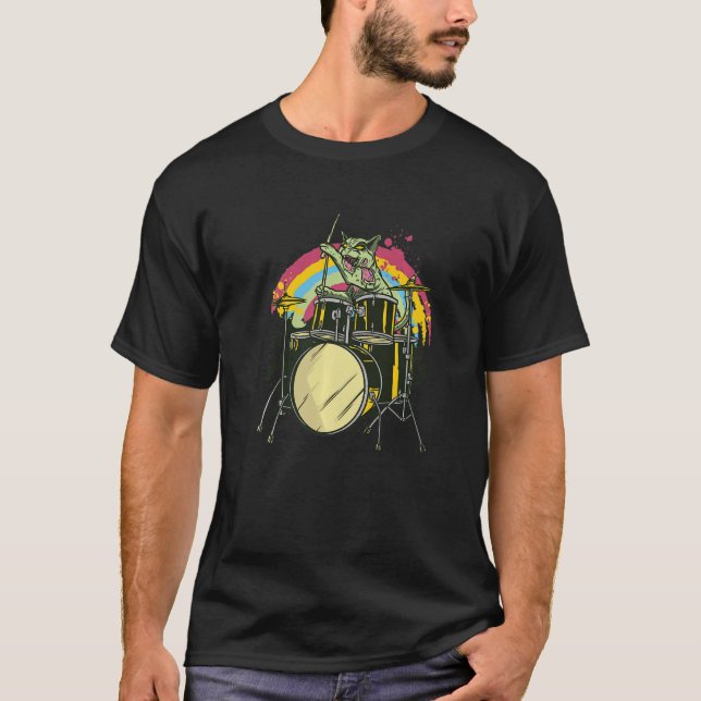 Camiseta Zombie Cat Drummer (Frente)