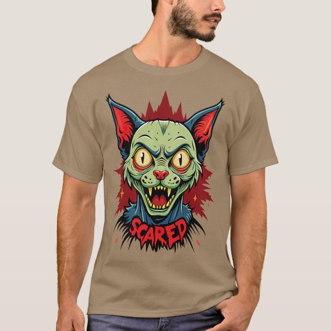 Camiseta zombie Cat Scared (Frente)
