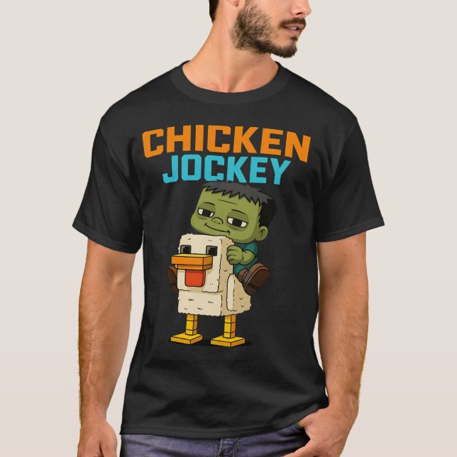 Camiseta Zombie Chicken Zombie Jockey Pixel Funny Gamer (Frente)