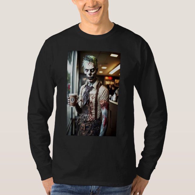 Camiseta Zombie Coffee Barista   Zombies In Everyday Life S (Frente)