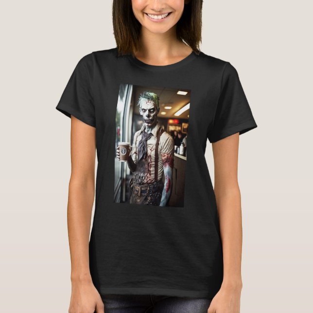 Camiseta Zombie Coffee Barista   Zombies In Everyday Life S (Frente)