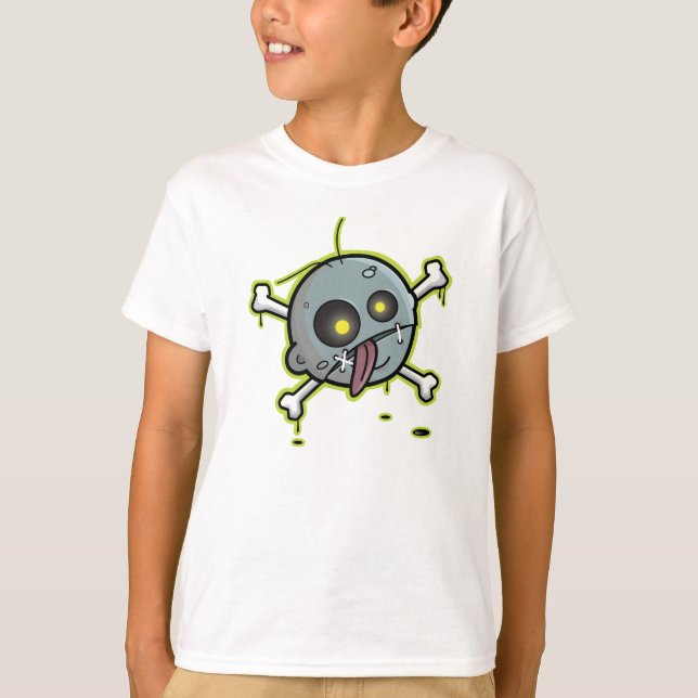 Camiseta Zombie com Kids Crossbones T-Shirt Blue Ringer (Frente)