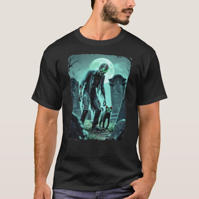 Camiseta Zombie com seu gato leal! (Frente)