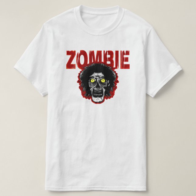 Camiseta ZOMBIE com vermelho de cabeça (Frente do Design)